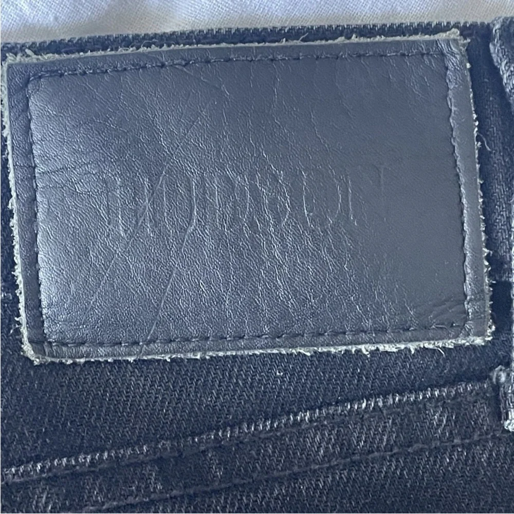 Hudson Jeans Mens 34 x 33 Black Denim Wilde Relaxed Straight Leg Button Fly Flaw